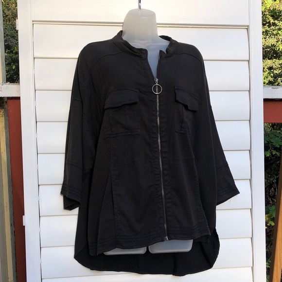 Soft Surroundings Black Zip-Front Blouse - Picture 6 of 12